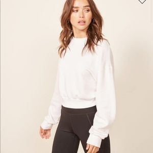 Reformation Hunter Crop Sweatshirt White S